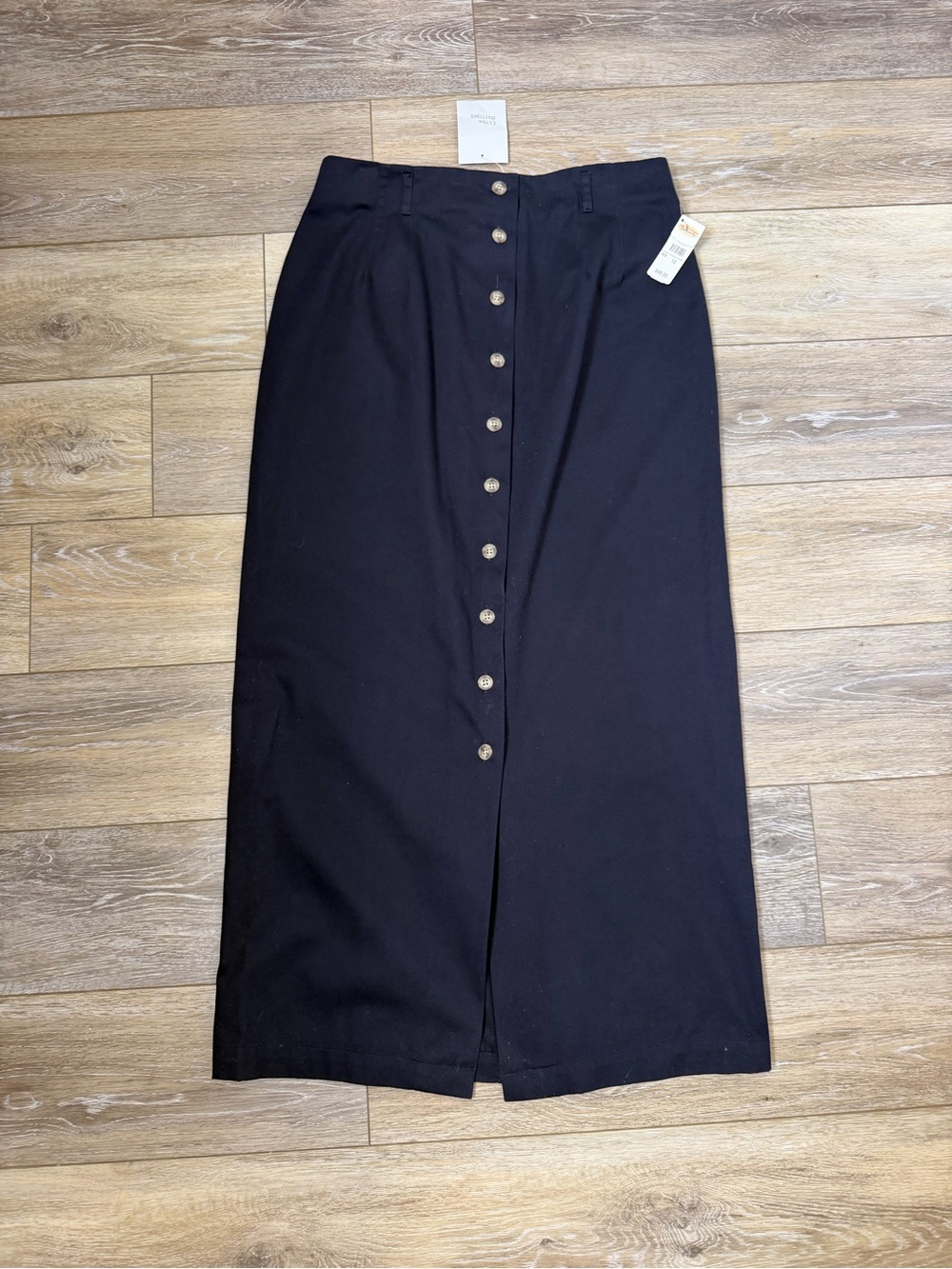 Talbots Navy Blue  Button-Front Midi Skirt